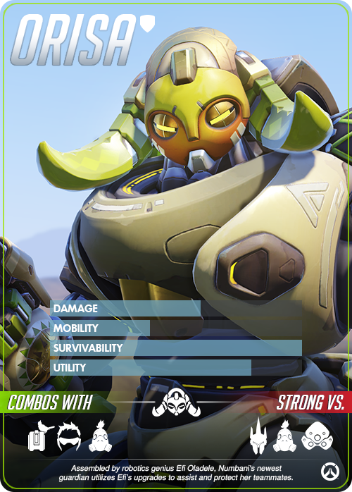 PlayOverwatch's tweet photo. Programmed to serve as a peacekeeper, Orisa stands ready to protect Numbani and its people at any cost. | https://t.co/55qDBjy0dH https://t.co/axg6Ex5qFE