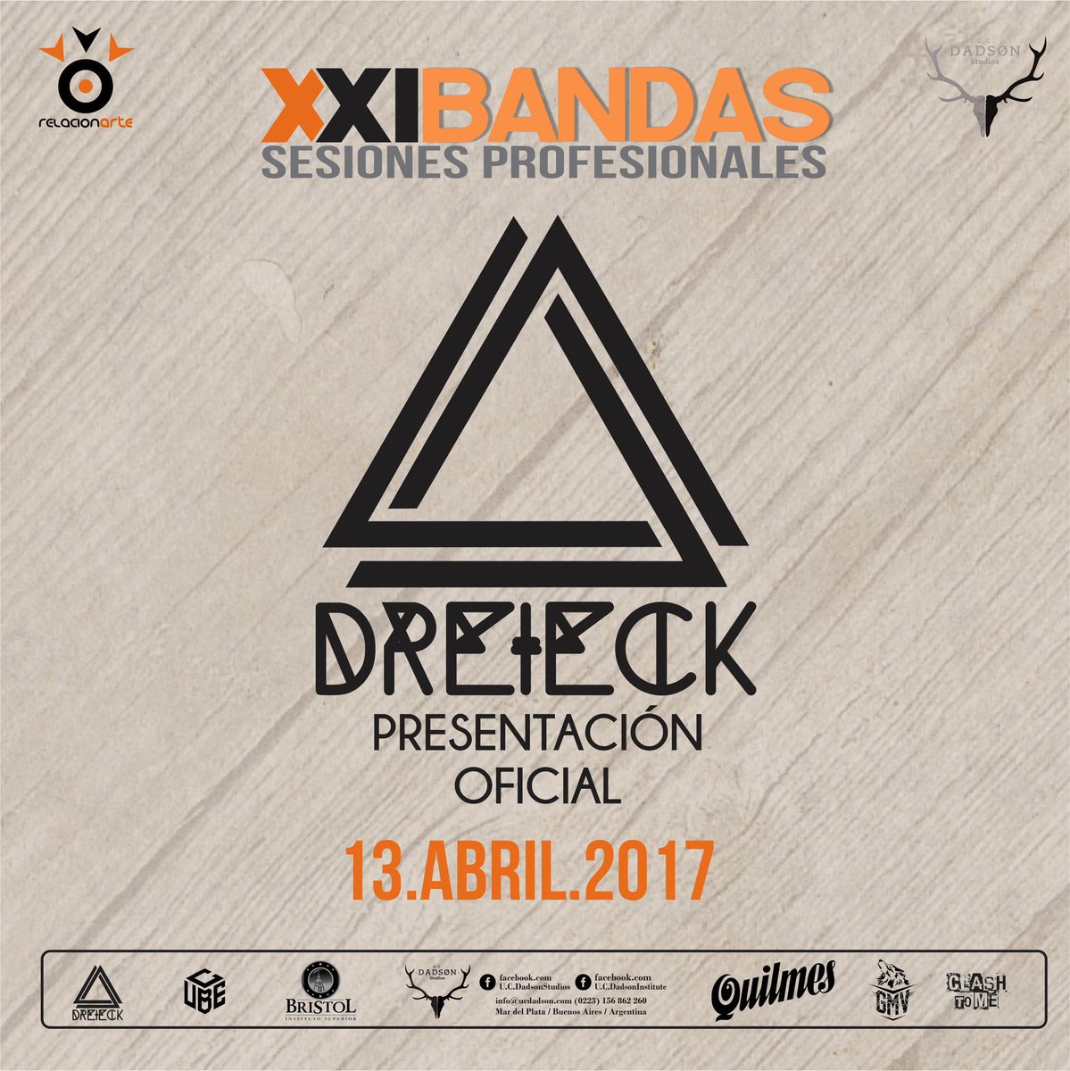 El día 13/04 PRESENTACIÓN OFICIAL!
<a href="/RelacionartePro/">Relacionarte</a> <a href="/OficialExiliado/">Exiliado</a> <a href="/ucdadson/">U.C.Dadson Studios</a> <a href="/Quilmes_Cerveza/">Quilmes Cerveza</a> #HayToque #Presentacion #Brand #abril