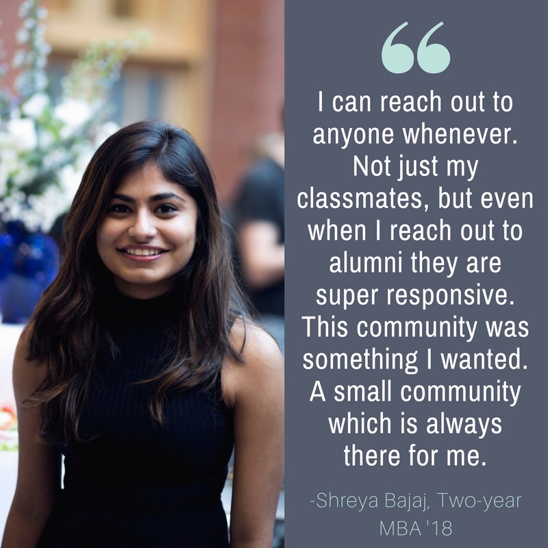 CornellMBA's tweet photo. Shreya Bajaj (MBA '18) chose Johnson because of our tight-knit community in the heart of the largest #IvyLeague university. #HumansofJohnson https://t.co/VB3oiHOARA
