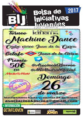 getafejoven's tweet photo. Aún quedan plazas, Torneos #FIFA2017  y #MachineDance  manda un correo a asociacionkinema@gmail.com ¡Participa! @AsociacinKinema #BIJ2017 https://t.co/4EwkFS0Wrg