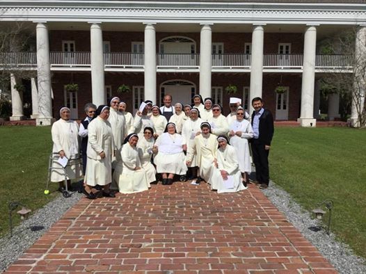 What a great place to be-surrounded by Catholic Sisters of the Mercedarian Order visiting White Oak Plantation for lunch.