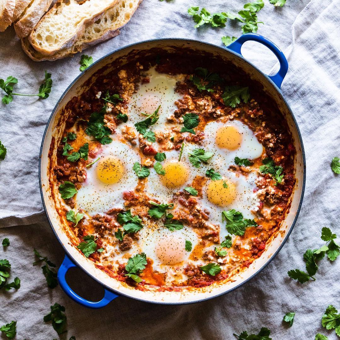 WPRecipeMaker's tweet image. How about a Wednesday #Brunch 🥂 with this #Kimchi #EggsinHell with Turkey Sausage and Feta? 🍳🔥 Check out @megiswell for the #recipe! 🙌🏼