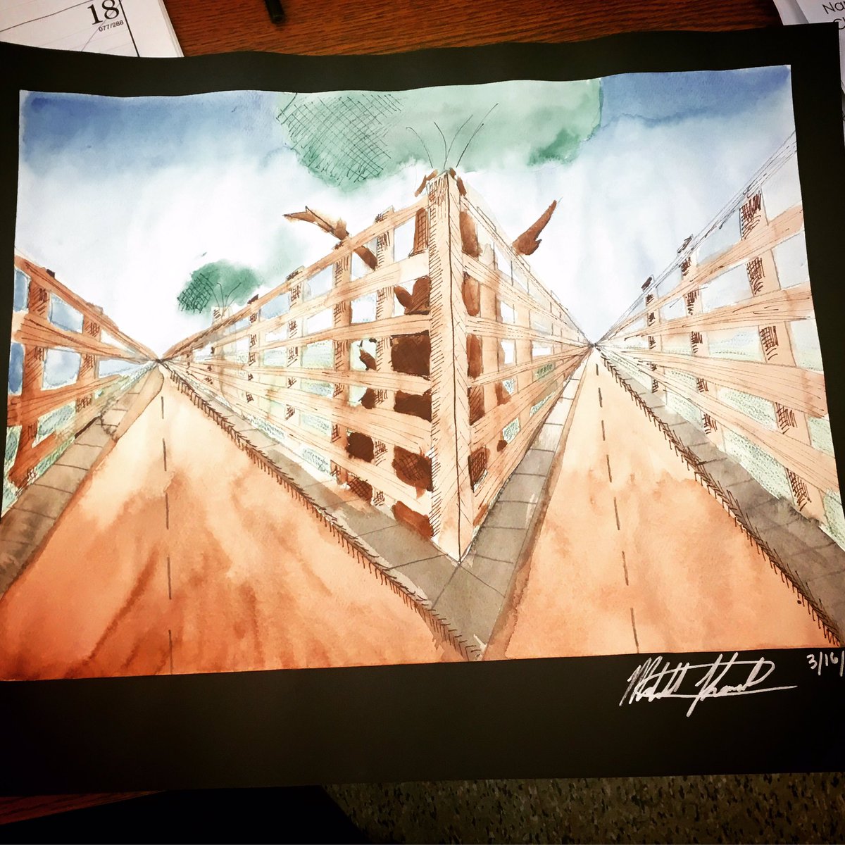 RIH_ART_DEPT's tweet photo. #drawingI #perspective #crosshatching @michaelkowal https://t.co/wRy8lPPSx1