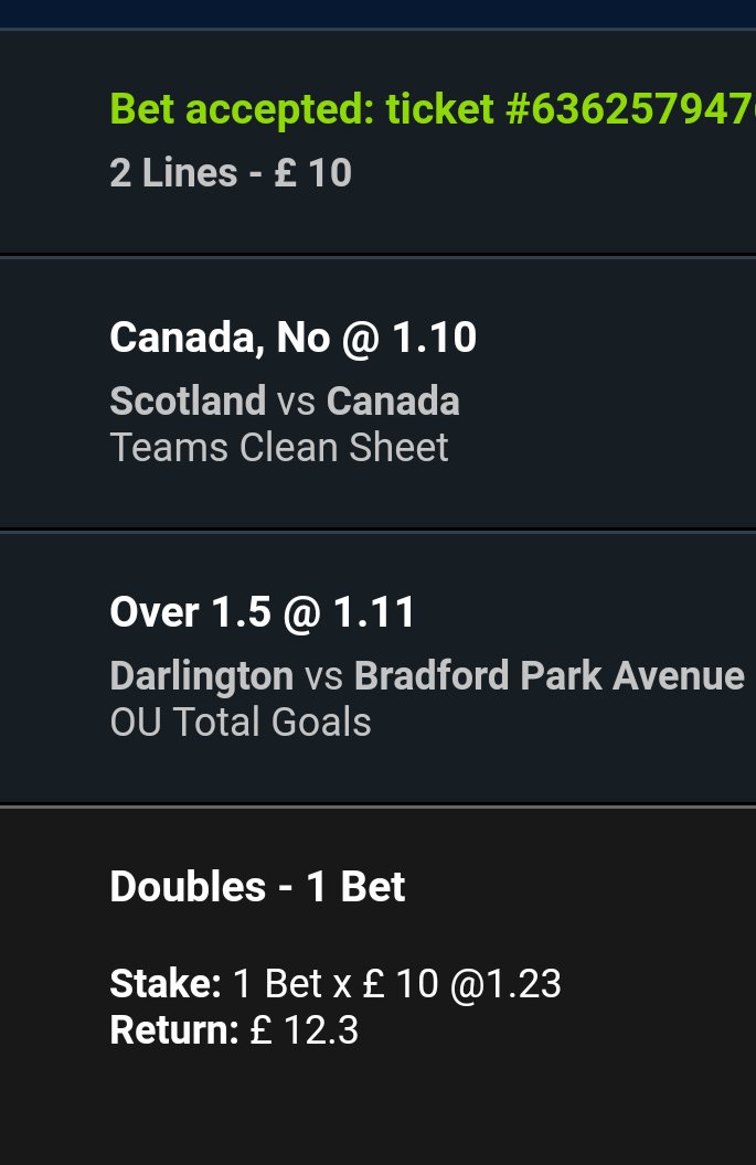 TopBinTips's tweet photo. ☆DailyRoller☆
⚽💸Low Stakes Challenge💸⚽
£10➡£1000
BET 2
£10➡£12.30
*Darlington match now postponed https://t.co/iKeBzZQnNE
