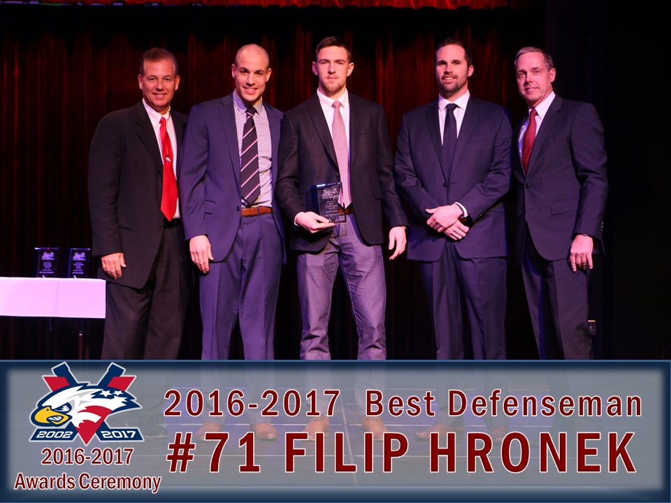 SpiritHockey's tweet photo. Congrats to @hronek_filip for being named the 2016-2017 Saginaw Spirit Defenseman.
#15YearsOfSpirit https://t.co/DFIOakFeHw