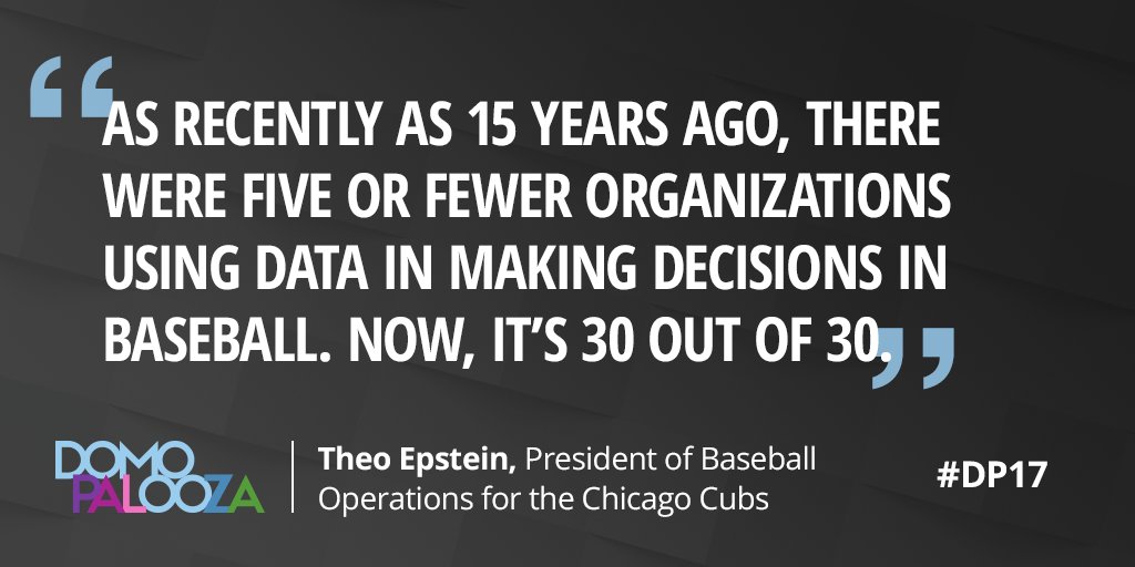 Theo Epstein discusses how using analytics has become a game changer-- literally. #DP17 <a href="/Cubs/">Chicago Cubs</a>