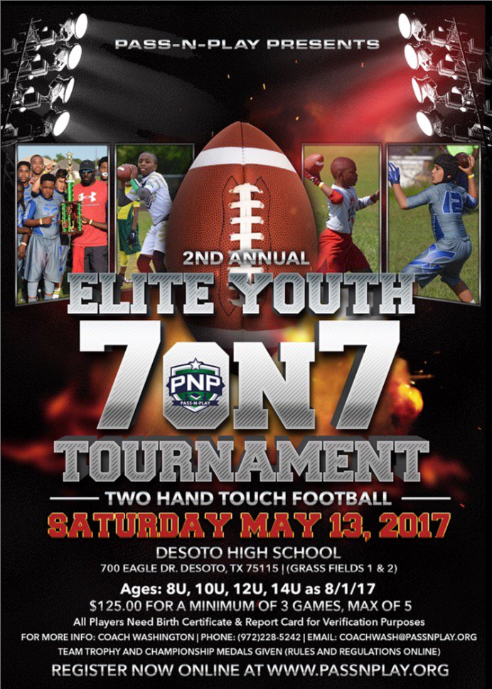 Sign your kids up for the 2nd Annual Pass N Play 7 on 7 flag football tournament today at passnplay.org  <a href="/fhunscripted/">Dr. Frederick D Haynes</a>