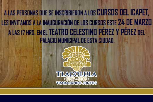HA_Tlacolula's tweet photo. A quienes se inscribieron a los Cursos del ICAPET se les invita #TrabajandoJuntos. https://t.co/MR942bHmxO