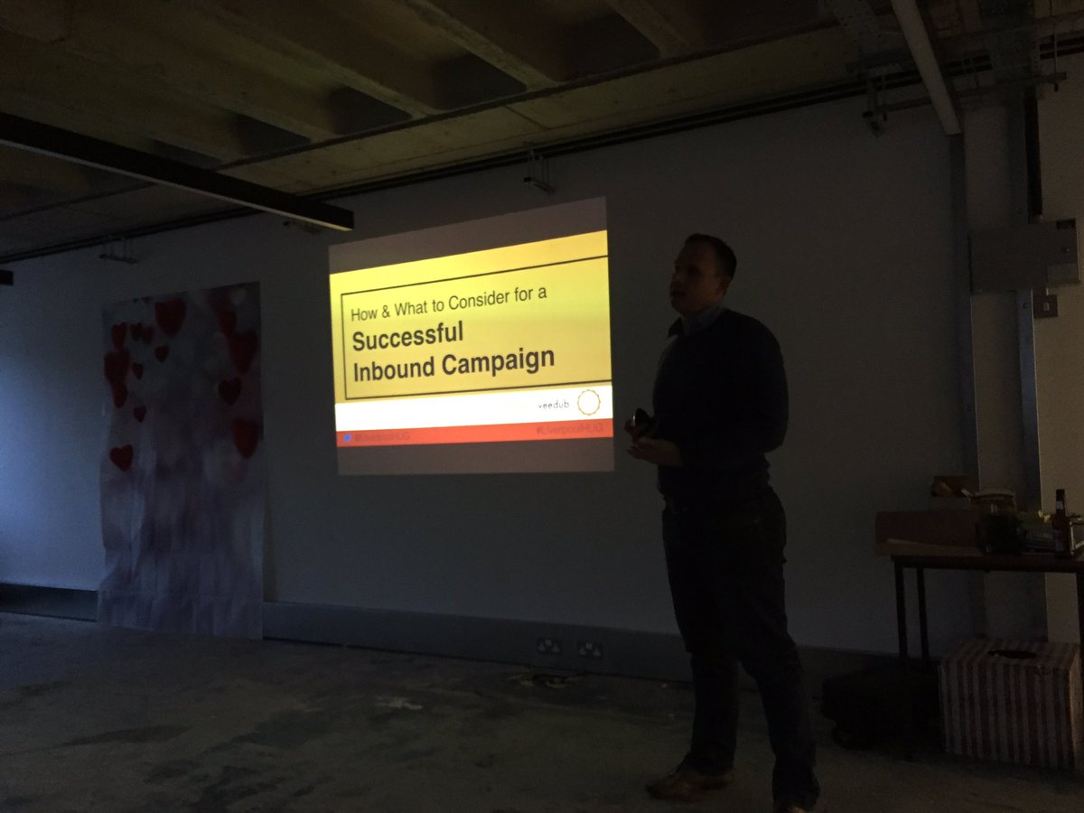 instinctive_hq's tweet image. First talk of the night from @yellobren on building a successful inbound campaign #LiverpoolHUG #HubSpot