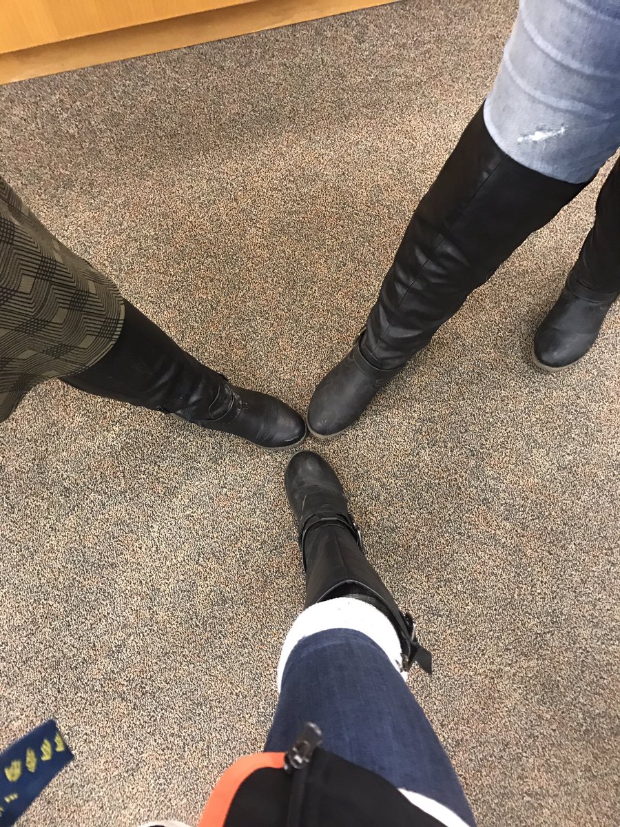 MsKWhitmyre's tweet photo. Science department rocking those matching boots @susanpaulsen @kwoodpigs https://t.co/mc5OJgy5Fr