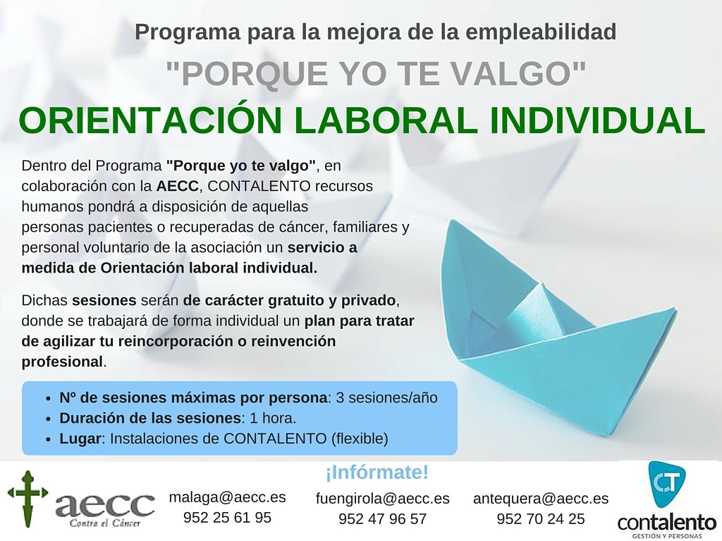 ContraCancerMA's tweet photo. Orientación laboral individual #PorqueYoTeValgo @ConTalentoRRHH @aecc_es #nostienesaqui #empleo #REHH https://t.co/GkGgPa6mPF