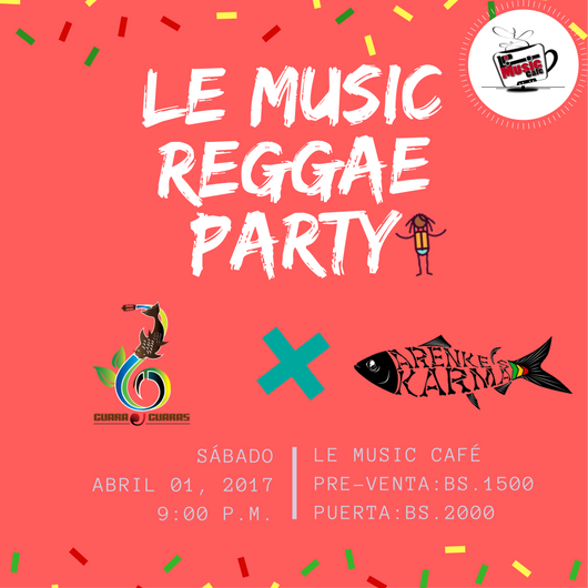 #LeMusicReggaeParty este 1ero de abril nos vemos junto <a href="/arenkeskarma/">Arenke's Karma</a> a vacilar buen #Reggae y #Ska #Cumanes