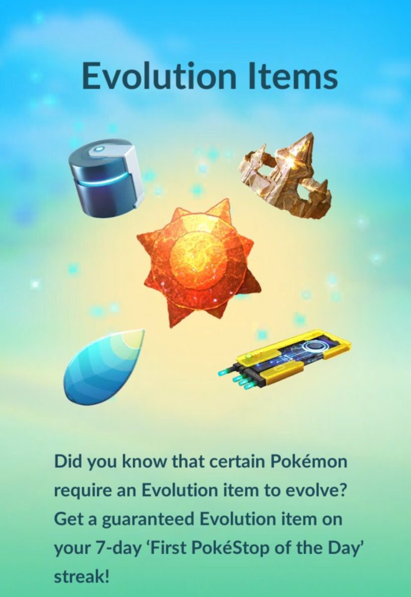 SupplyPoke's tweet photo. Evolution items are back on the 7 day streaks! #PokemonGo https://t.co/KVh9K0dP10