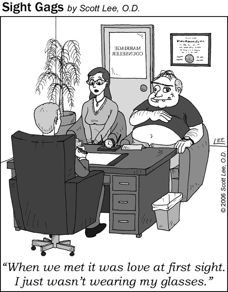 Well, they do say that love is blind. HumpDayHumor via Sight Gags Cartoons  | Vision Monday | Scoopnest