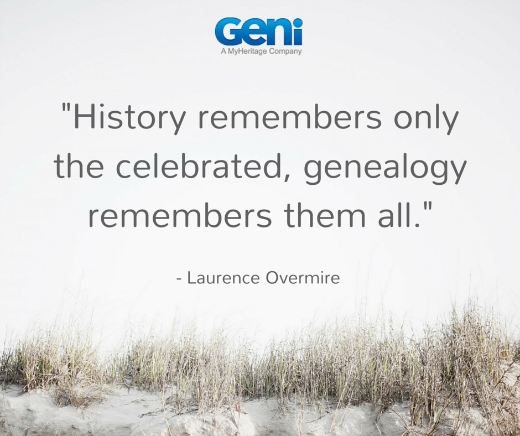 geni's tweet photo. “History remembers only the celebrated, #genealogy remembers them all.” #quotes https://t.co/dMu6ZibUaI
