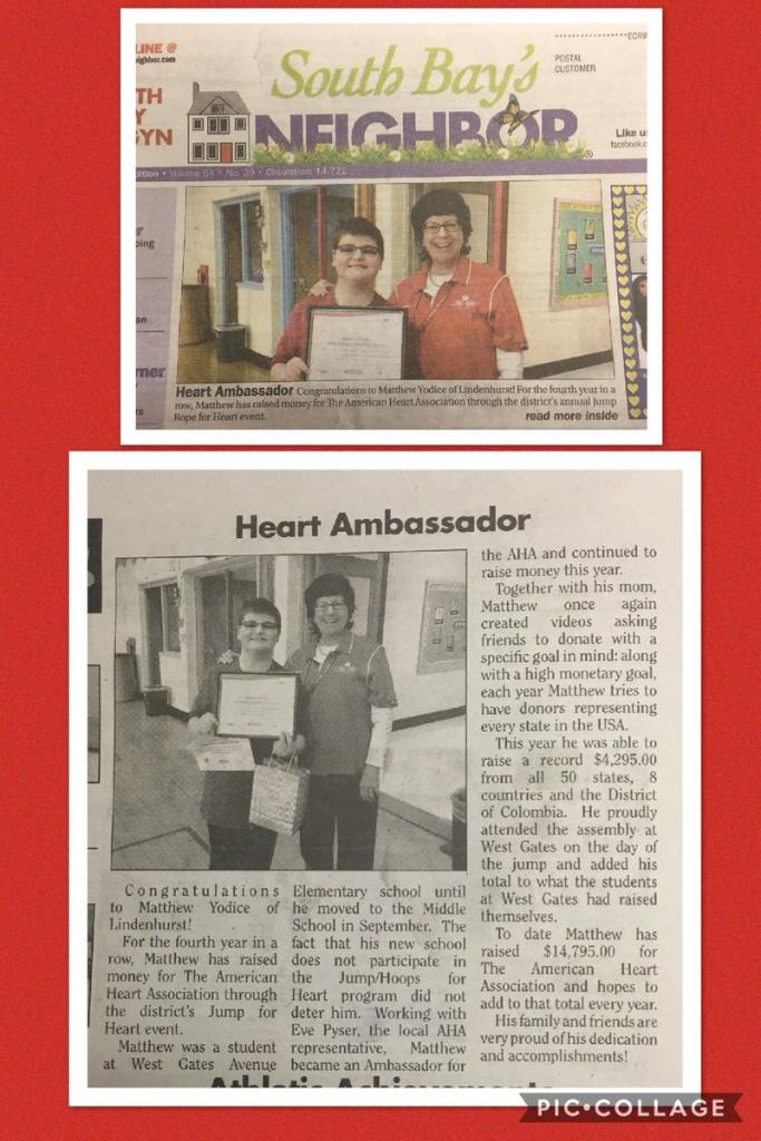 KidsHeartChall's tweet image. Wow, I&apos;m so happy that I know celebrities 👏RT @KathyY1966 Front page of our local paper! @American_Heart #JumpForHeart #MattRocks