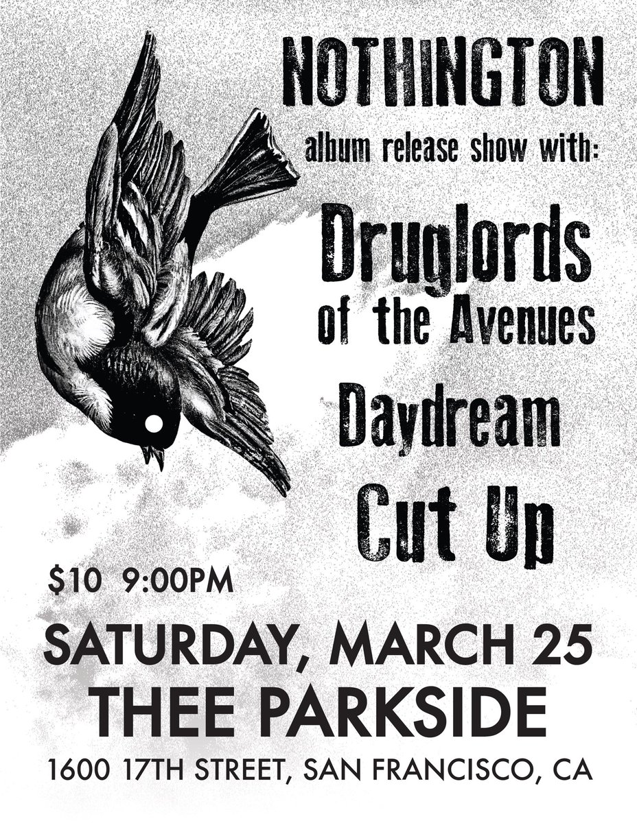 We're playing with <a href="/nothington/">Nothington</a> at Thee Parkside in San Francisco this Saturday (3/25) for their <a href="/RedScare/">Red Scare Industries 🇺🇦</a> album release In The End #bayarea