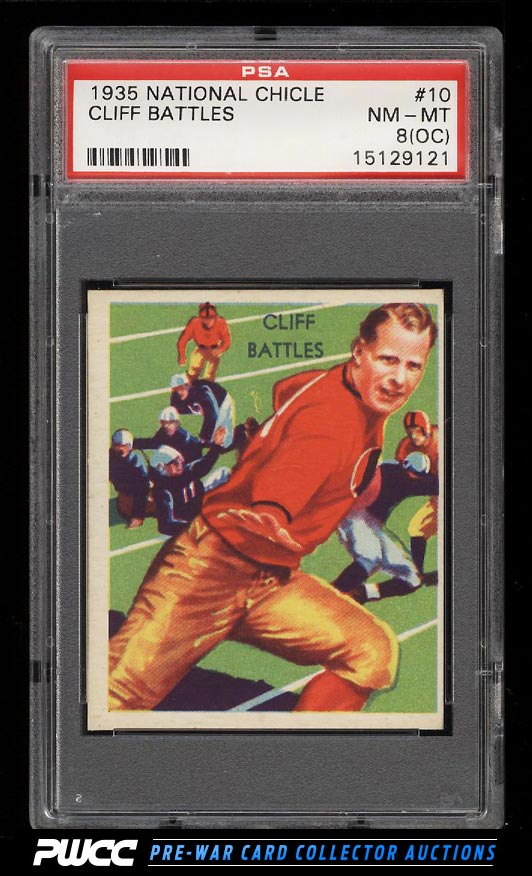 RC1of1FindeR's tweet photo. #NFL or #NHL 1935 National Chicle Cliff Battles ROOKIE RC #10 PSA 8(oc) NM-MT (PWCC) https://t.co/Ky0s9fvtVV #rookie card #for sale https://t.co/rDAY3UxQfL