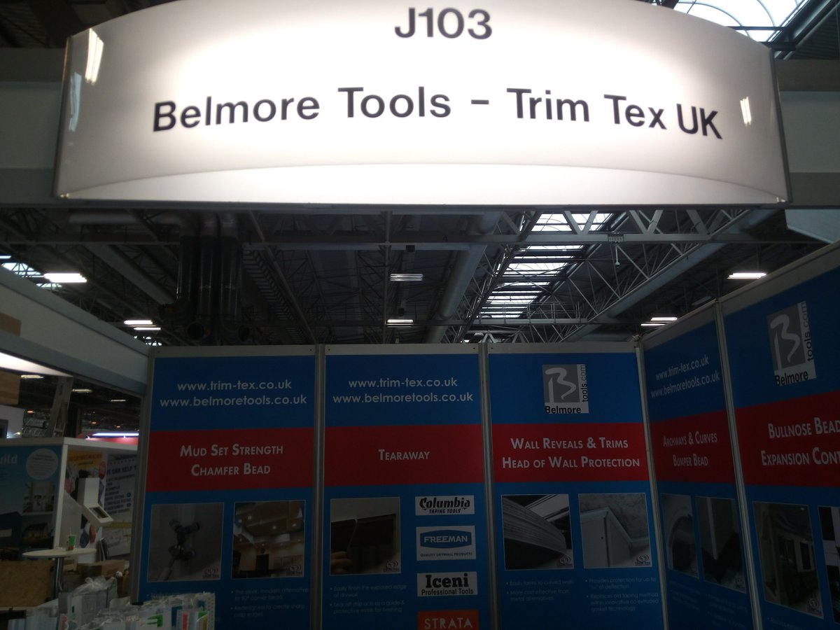 belmoretools's tweet photo. #HBRShow17 at the NEC 23-26 March #trimtex trim-tex vinyl finishing beads no dent, no rust,11 ways to finish a corner Stand #J103 https://t.co/RId1jMueD3