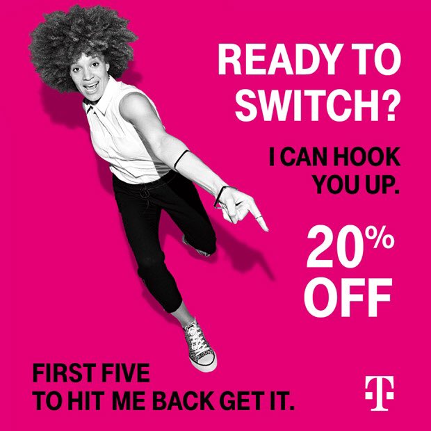 TMoCoralSquare's tweet photo. Sick of your cell phone provider? We'll cover your switching costs &amp; give you 20% off FOR LIFE! @tmobile #tmobile #coralsprings #thehookup https://t.co/FYxtXCch0h