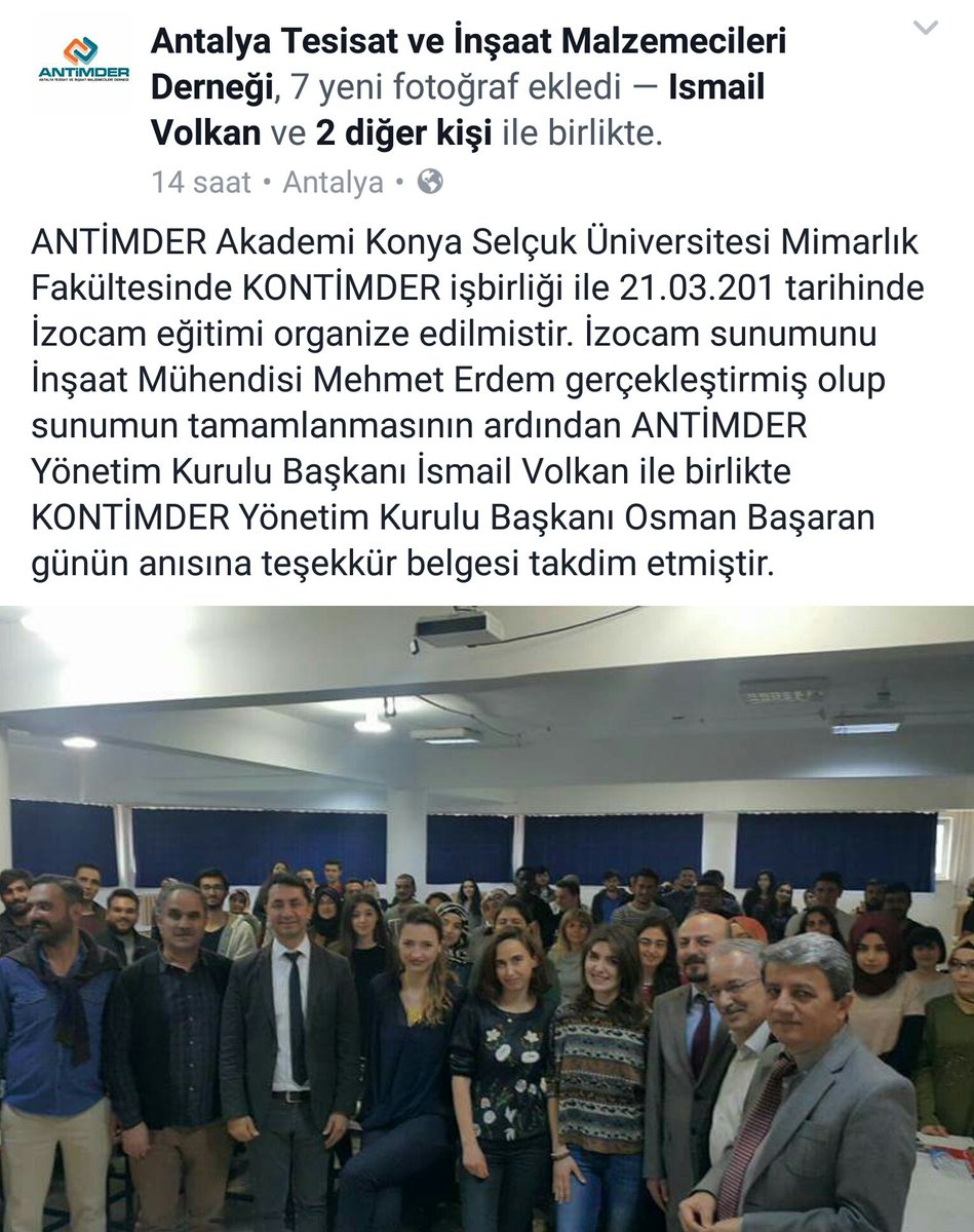 Antimder's tweet photo. #KonyaSelçukÜniversitesi #Mimarlık  #Antimder #Kontimder #İzocam işbirliği ile  #AntimderAkademi tüm hızıyla devam ediyor. #İşinDoğrusu https://t.co/7dqJqRRp9m
