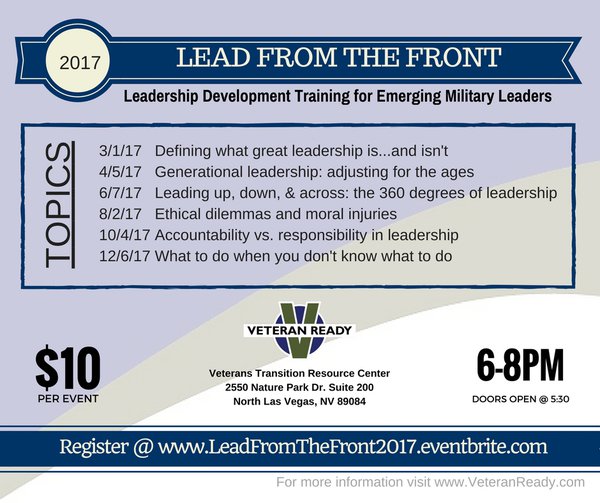 VeteranReady's tweet photo. Save the date! April 5th is part 2 of the Lead From The Front series-- Generational Leadership: Adjusting For The Ages. #LeadFromTheFrontNV https://t.co/5IvapLgtHu