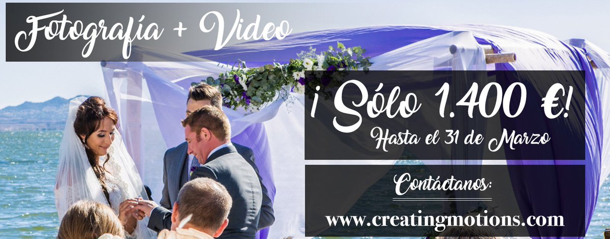 CreatingMotions's tweet image. #Bodas #fotogrrafiadebodas¿Te casas en 2017 y aún no tienes reportaje de Fotografía y Vídeo?
¡Reserva tu fecha antes de que se agoten!