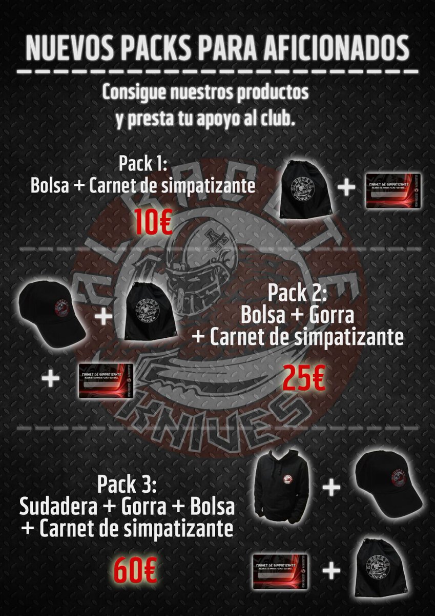 ¡Colabora con los Knives! Contacta con nosotros y llévate uno de nuestros packs. Presume de equipo! #GoKnives