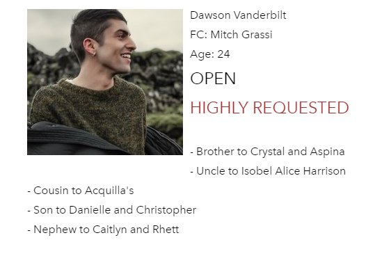 HIGHLY REQUESTED
Dawson Vanderbilt