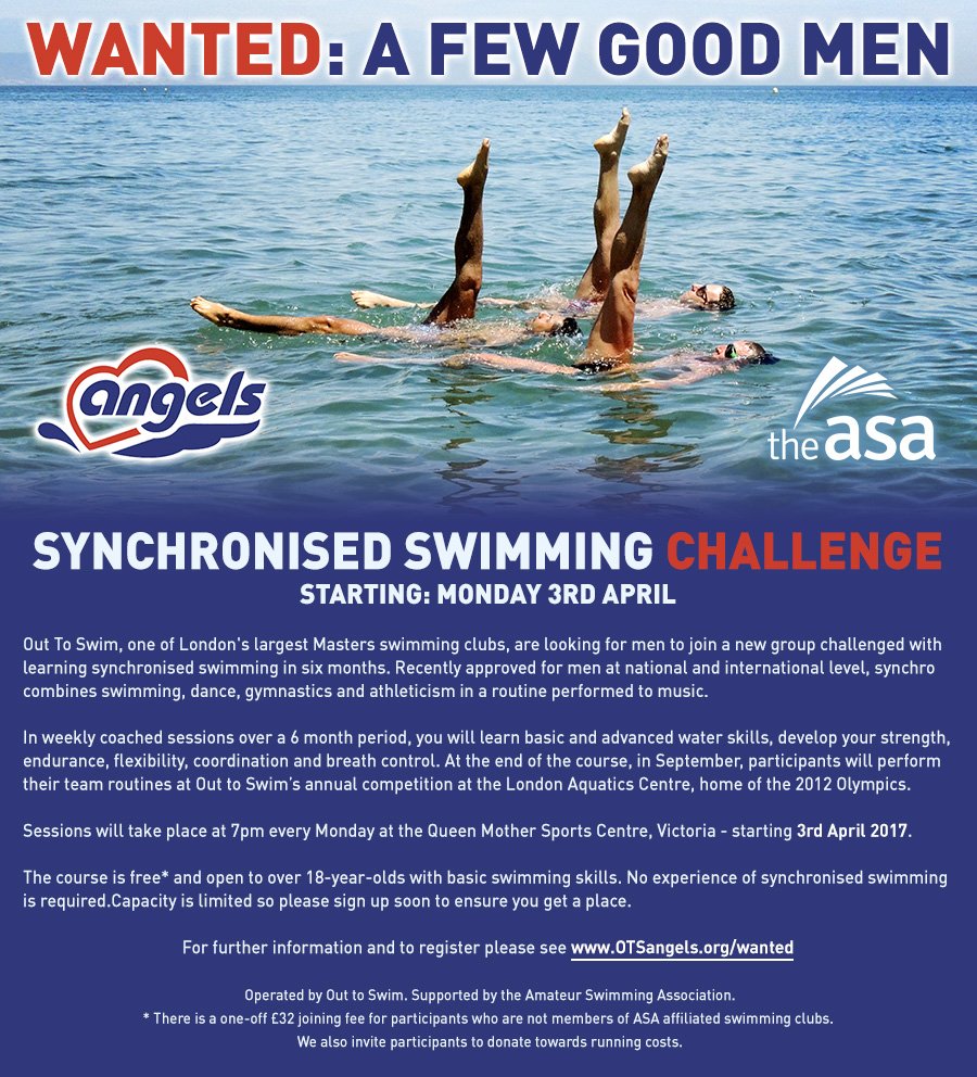 OTSAngels's tweet photo. .@KXSteelers WANTED: A Few Good Men for @ASAaquatics funded synchronised swimming challenge with @OTSAngels
more: https://t.co/Otdi1lTnly https://t.co/HX189VXWOZ