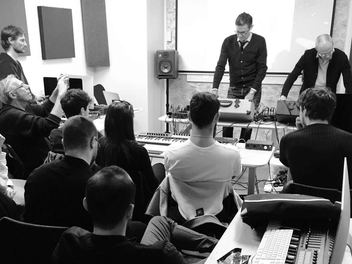NinoAuricchio's tweet photo. Our first #Erasmus @LCMLive lecture and performance with @borglands at St. Louis College of Music in Rome #UWL #electronicmusic #modular https://t.co/rECptaw3ii