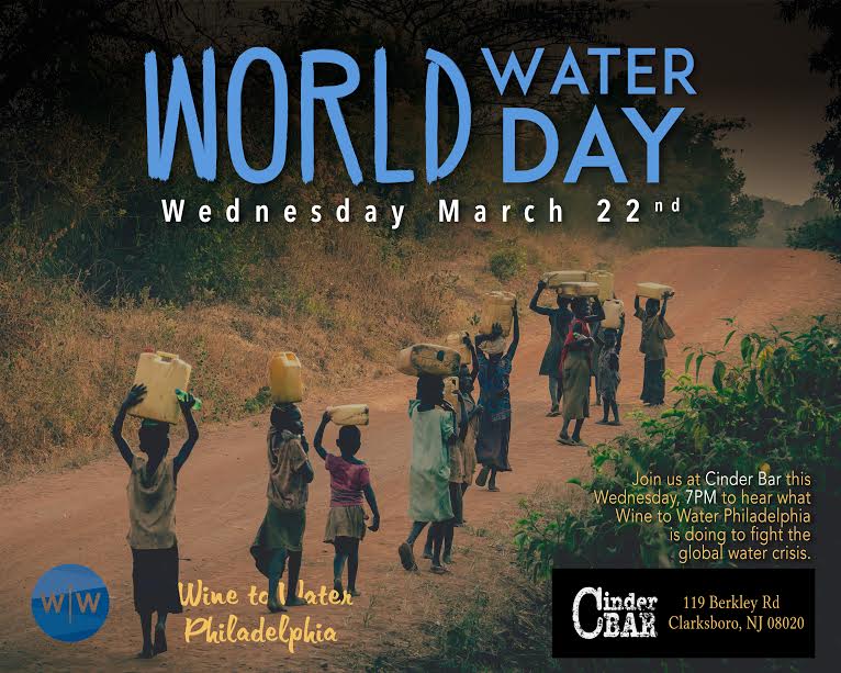 WTWphilly's tweet photo. Happy World Water Day! Join us tonight at Cinder Bar to hear what Wine to Water Philadelphia is doing to fight the world water crisis. https://t.co/aJTehqBgzr