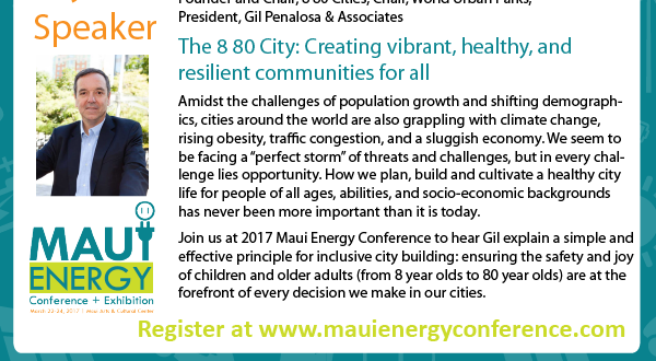 Penalosa_G's tweet photo. Honored open Keynote Maui Energy Conference, making connection of Energy with Sustainability, Resiliency, Vibrancy #HealthyCities #MauiNRG17 https://t.co/UtMZXuBXEE
