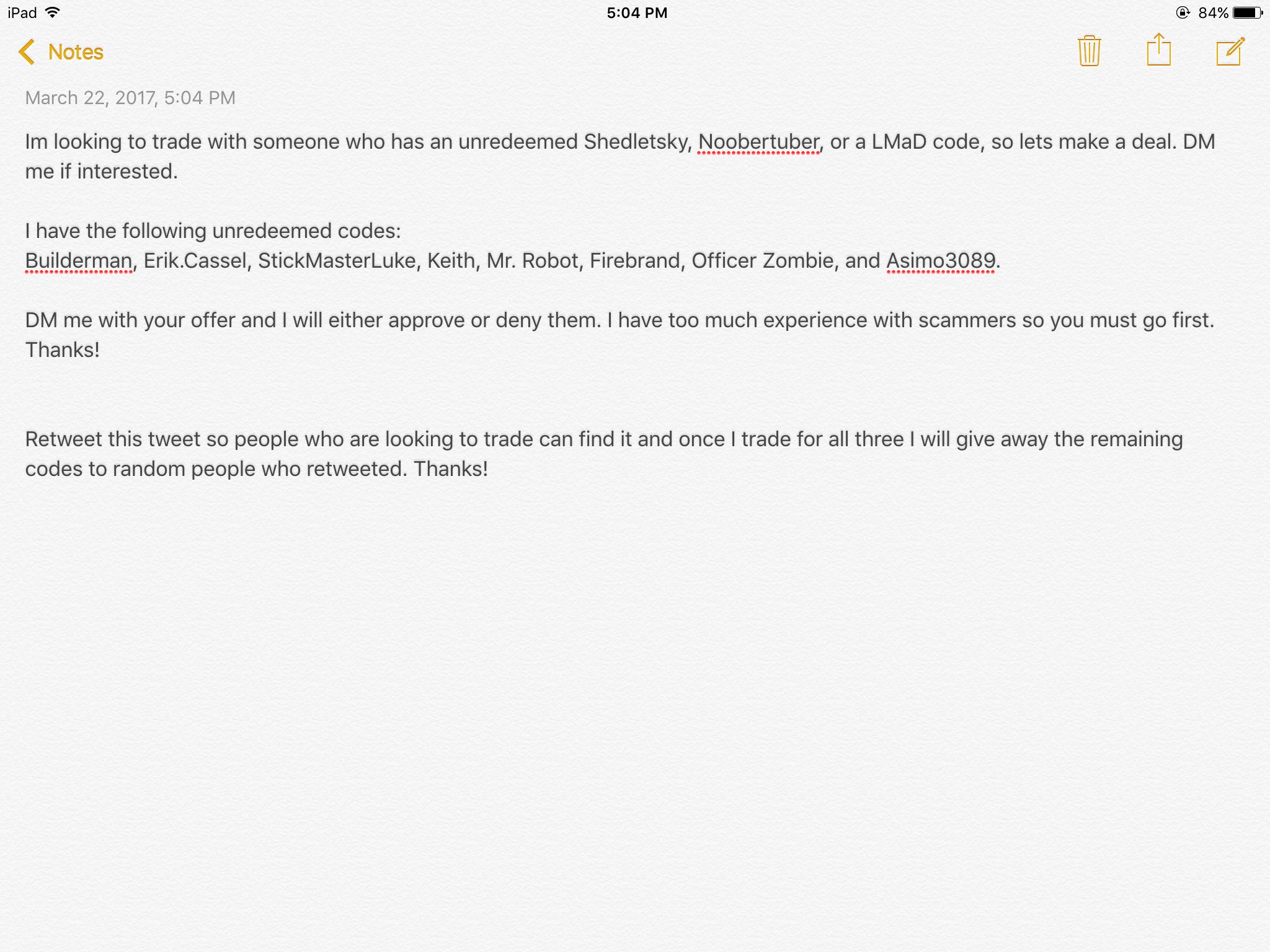 Adamskythief On Twitter Looking To Trade For Shedletsky Noobertuber And A Lmad Code Read Picture Below For Details Giving Away The Remaining Codes Rt To Enter Https T Co M3bbq8etp0 - giving away the remaining codes rt roblox on twitter no its me at coolrileyduck but as the Adamskythief On Twitter Looking To Trade For Shedletsky Noobertuber And A Lmad Code Read Picture Below For Details Giving Away The Remaining Codes Rt To Enter Https T Co M3bbq8etp0 - roblox on twitter no its me at coolrileyduck but as the