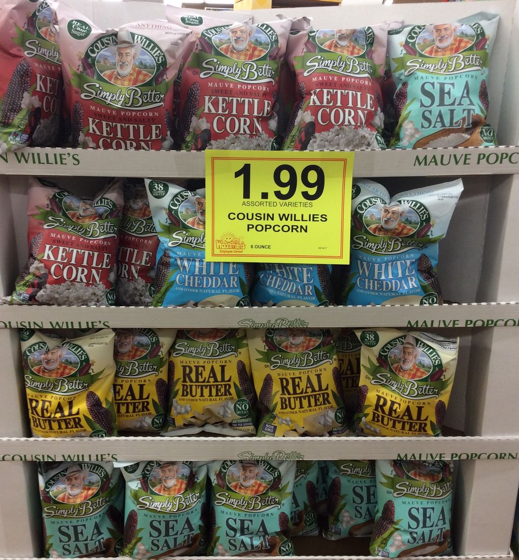 WoodmansFood24's tweet photo. Assorted varieties of 4oz Cousin Willies Popcorn are only $1.99! #WhileSuppliesLast https://t.co/zRgO9K9VD6