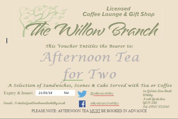 willowswhitby's tweet photo. Still stuck for a Mother's Day prezzie? How about an Afternoon Tea for Two Gift Voucher. Just £15 (usually £20) @WhitbyHour #wonderfulwhitby https://t.co/mLkym1vWMa
