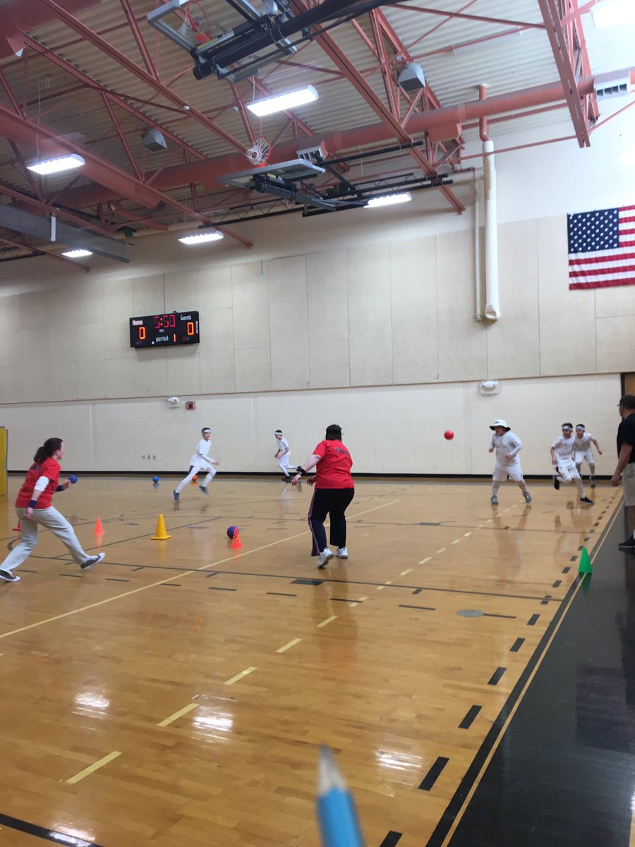 MRSbrittainBMS's tweet photo. Just a few candids from the first ever BMS March Madness Dodgeball Tornament today! #bmstigers #bms2017 @BMS_Principal https://t.co/3VIW92wqIZ