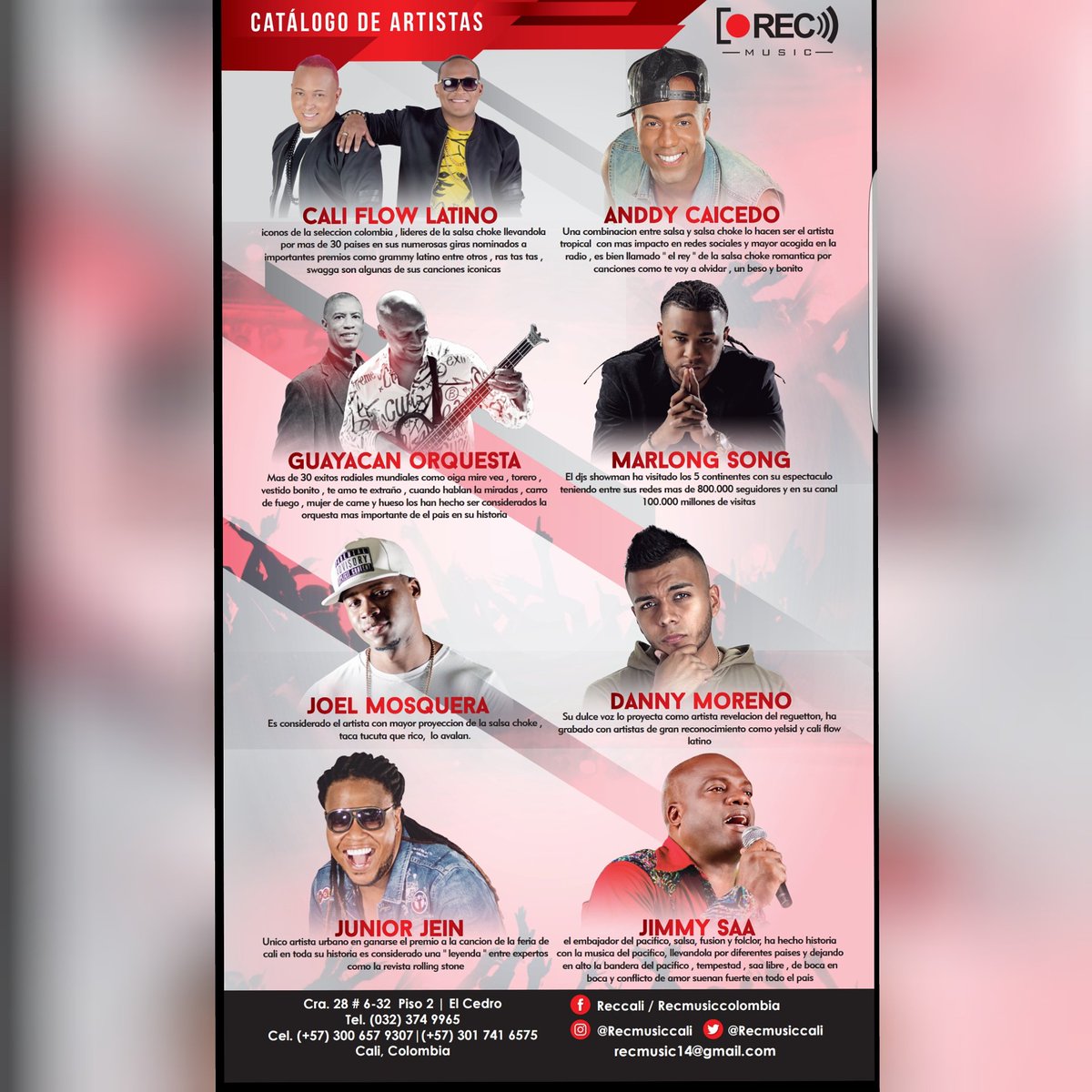 <a href="/RecMusicCali/">rec music</a> la empresa líder. @califlowlatino2 <a href="/AnddyCaicedo/">Anddy Caicedo</a> <a href="/GuayacanOficial/">Guayacán Orquesta</a> <a href="/djmarlong_salsa/">MARLONG SON</a> <a href="/DannyMorenolf/">Danny Moreno oficial</a> <a href="/juniorjein_/">JUNIORJEIN</a> <a href="/JimmySaa/">Jimmy Saa</a>