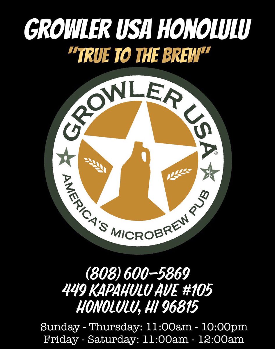 GrowlerHawaii's tweet photo. Come join us! πΊ #growlerusahnl #103taps #beer #wine #ciders #hawaii #food #fun #livemusic #livesports https://t.co/gBqu0BjDiR