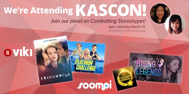 Viki's tweet photo. Come to #KASCON! Join our panel on breaking stereotypes &amp; the Korean Entertainment Industry! https://t.co/UKKh8DY6Ed https://t.co/y7urFLvHcg