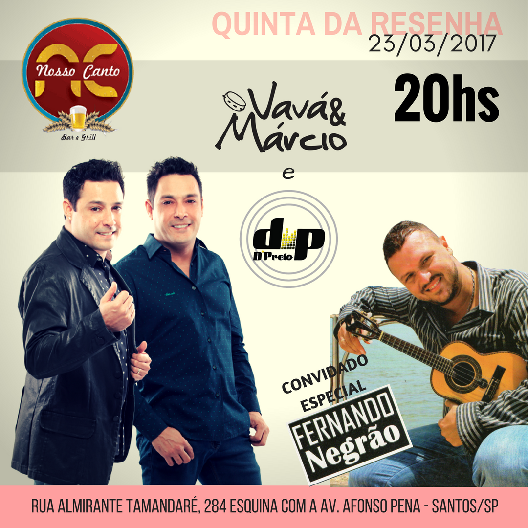 vavaemarcioreal's tweet photo. Quinta da Resenha no Nosso Canto Bar e Grill em Santos/SP!!!! #vavaemarcio #fernandonegrao #grupodpreto #nossocantobaregrill #Santos https://t.co/9YNJZqsxxb