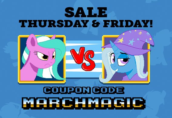 BronyCon's tweet photo. SALE: From tonight at 12AM EDT through 11:59PM EDT on Friday, save $5 on a #BronyCon 3-day badge by using “MARCHMAGIC” at checkout. (1/2) https://t.co/KMnLks1CZA