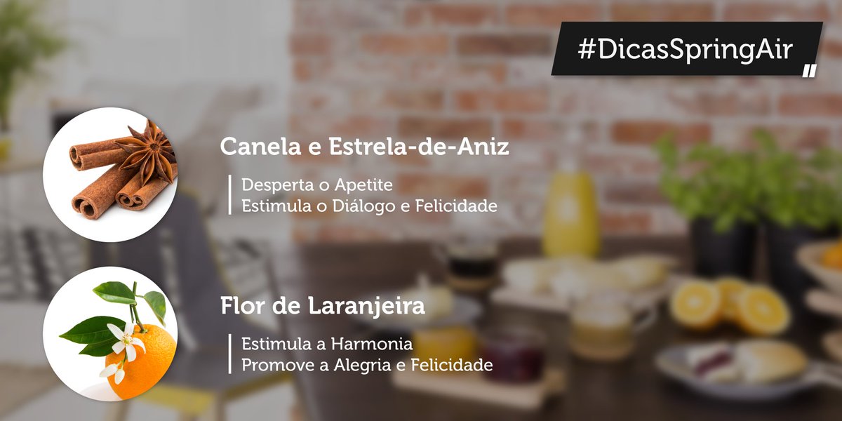 SpringairPT's tweet image. Sabe quais são os melhores aromas para a sua sala?
Conheça as nossas fragrância em Orange Cinnamon buff.ly/2naYqOM
#springair