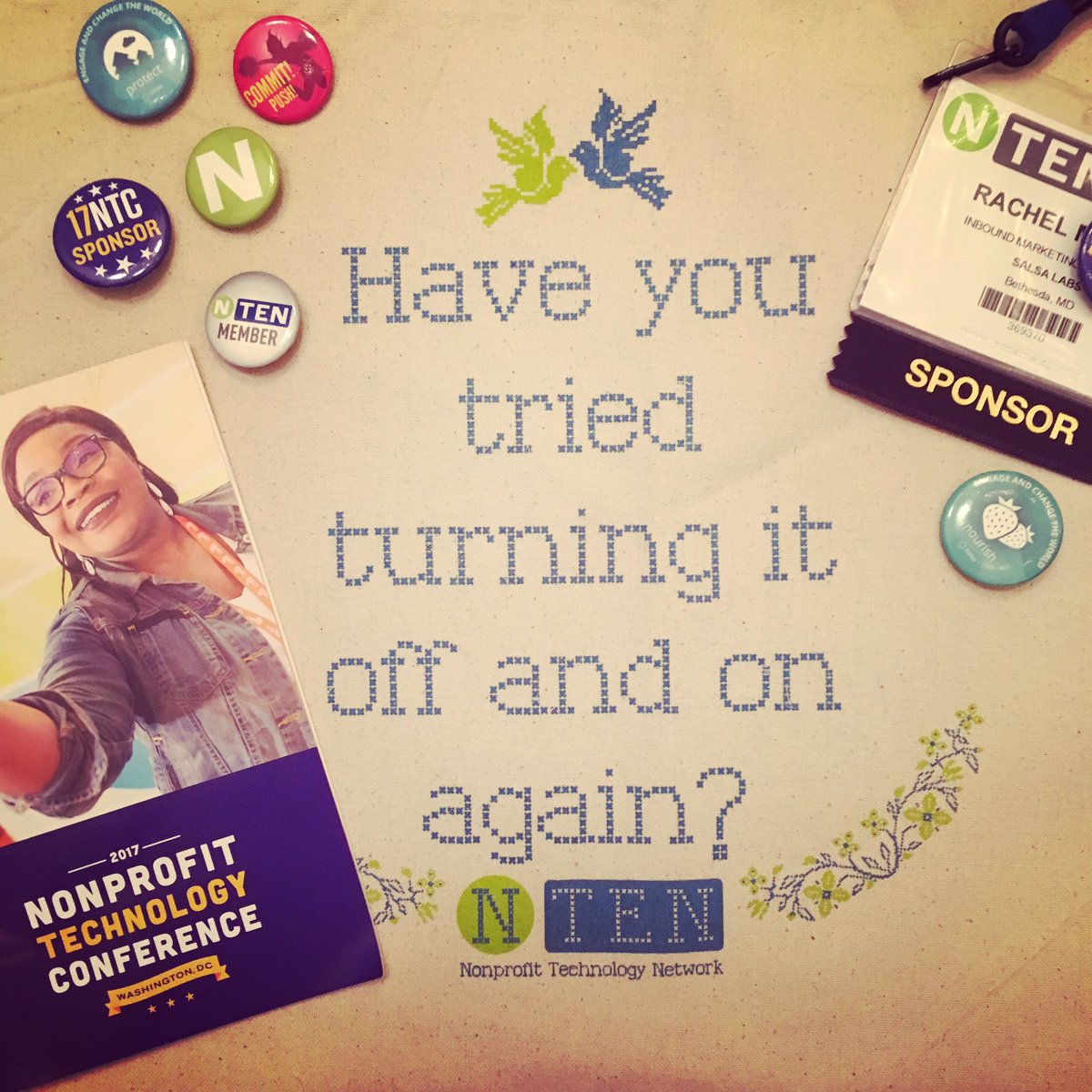 RachelMuney's tweet photo. This is what on point #marketing looks like. Good work, @ntenorg! #17NTC #NPTech #DCTech #EngageChange https://t.co/f9ffSKRP3D