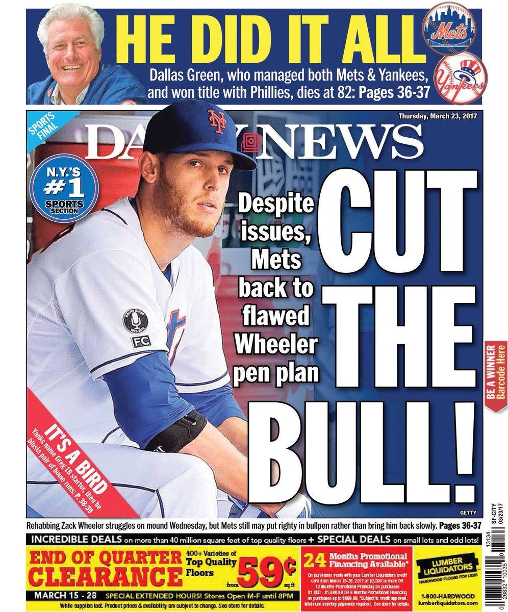 BackPageGuyNYDN's tweet image. Here's our @nydnsports back page. @mets @apse_sportmedia @phillies #zackwheeler #dallasgreen @yankees  nydn.us/2mWytzN