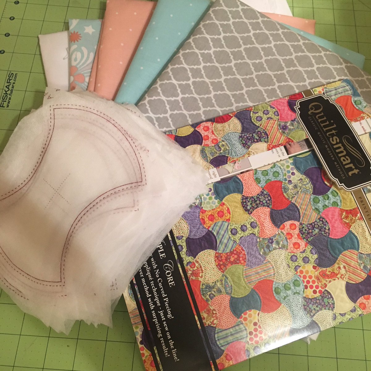 teacup_cottage's tweet photo. Let's get this party started! Time to start cutting my fabric for a @Quiltsmart #AppleCoreQuilt. #quilting #quiltsmartambassador https://t.co/vnp2fsroVg