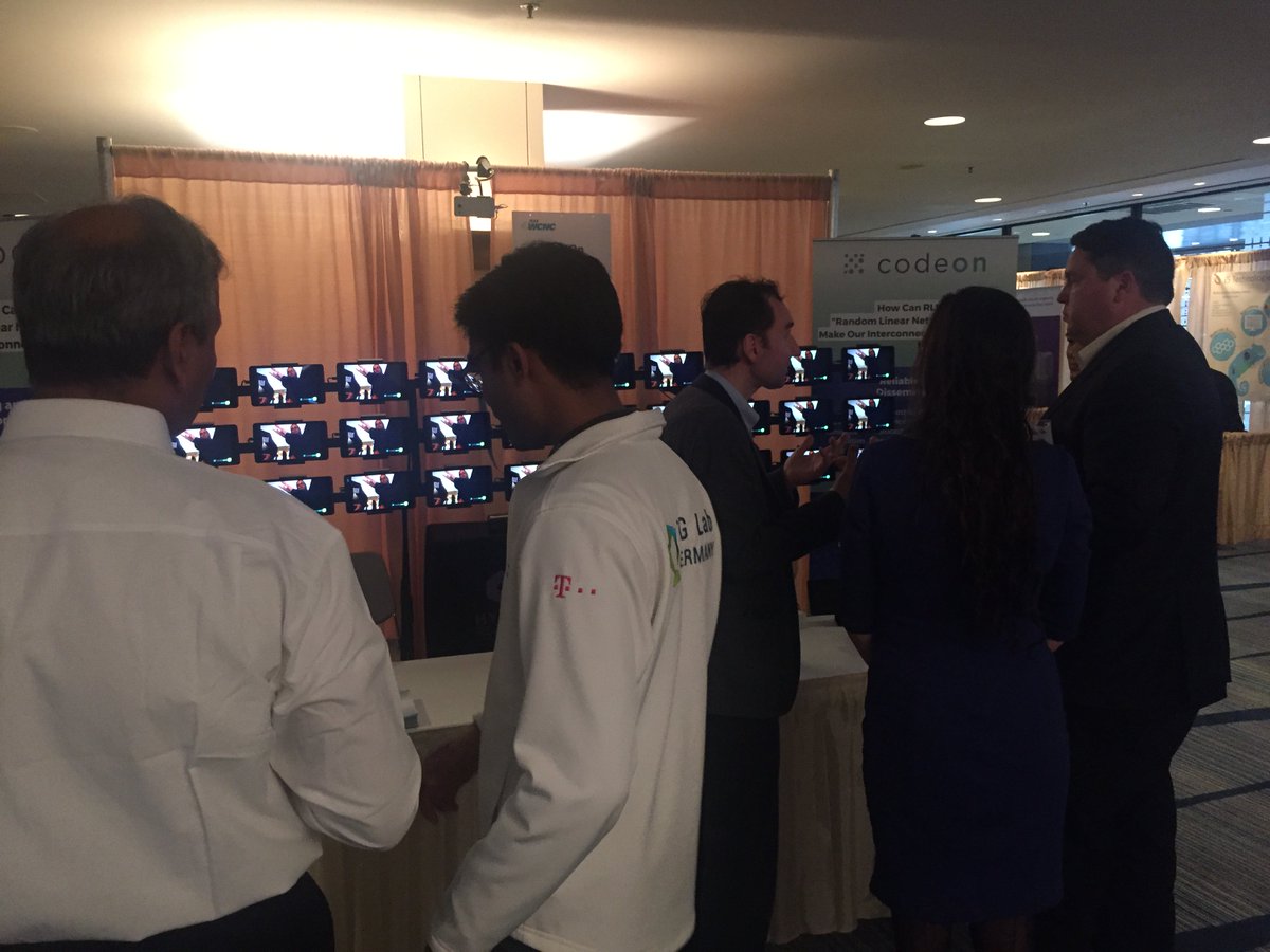 CodeOnTech's tweet image. WCNC was a blast! Check out the big boys from #Nokia and #Qualcomm visiting @CodeOnTech/@SteinwurfAps demo. #NetworkCoding is on the rise.