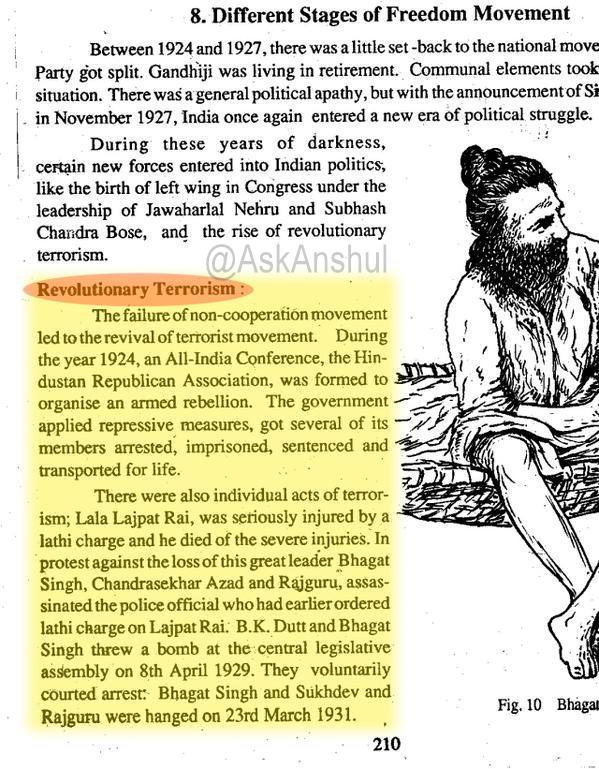 AskAnshul's tweet photo. Bhagat Singh, Rajguru &amp; Sukhdev sacrificed for our Freedom but they were Terrorists in History books during Congress Regime. #ShaheedDiwas https://t.co/gbHdrmeX7b
