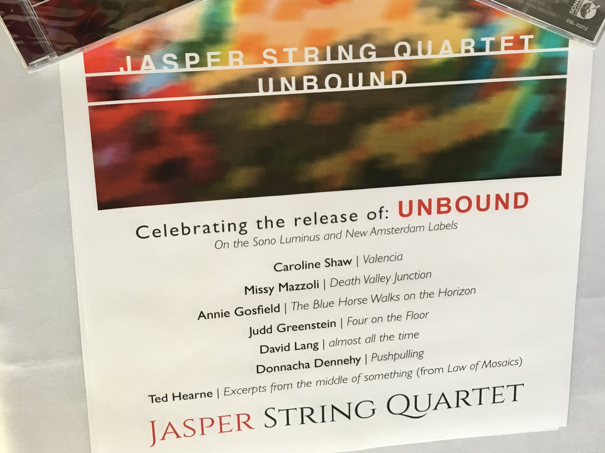 jasperquartet's tweet photo. Can't wait for next Tuesday's show at @lprnyc! 3/28 8pm featuring pieces from "Unbound"!  @sonolummusic @newamrecords https://t.co/qWPSIijgul