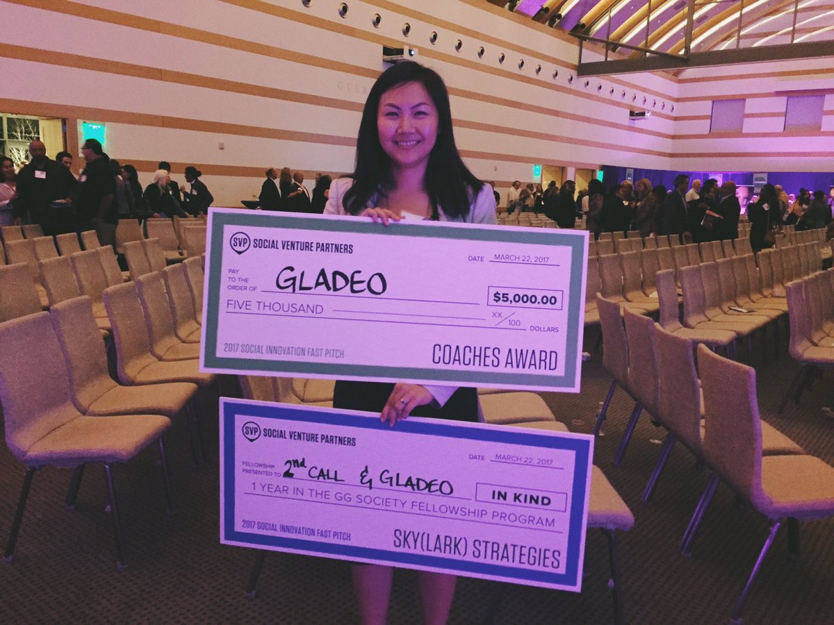 gladeo_org's tweet photo. Congratulations Michelle Cho and Team Gladeo for winning the Coach's Award and the GG Society Fellowship at the @LASVP #FastPitch17 ! ๐ช๐ฝ https://t.co/7K3jrNupI6